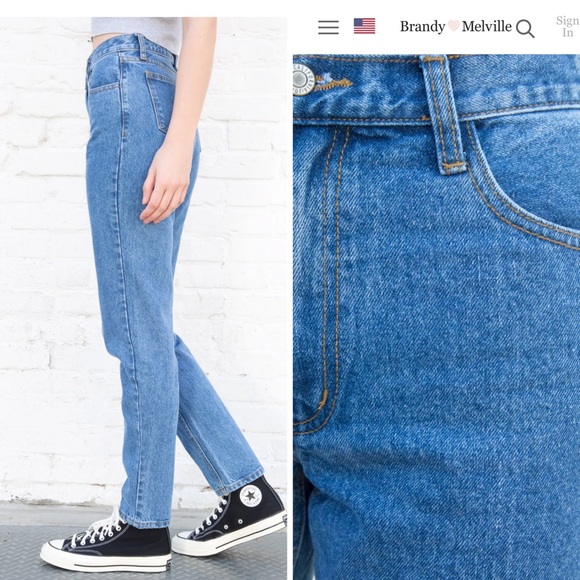 BNWT Brandy Melville Denim Jeans Carly - Picture 2 of 4